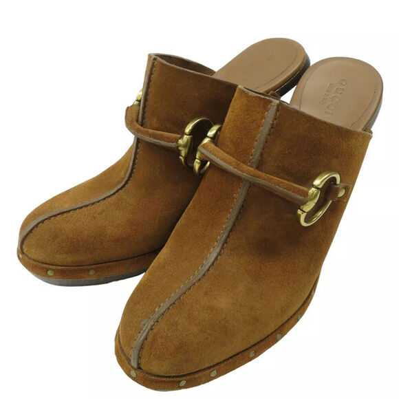 Gucci Shoes - Gucci Horsebit Mule Sandals in Suede - Size 38.5